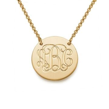 Cobre / Plata esterlina 925 Monograma 3 Collares con colgantes de disco inicial personalizado con nombre, letra y iniciales