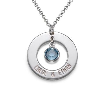Collar con nombre grabado de cobre / plata de ley 925 con piedra de nacimiento personalizada con nombre, iniciales y letra