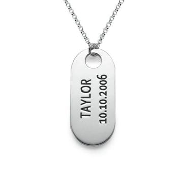 Personlig present till honom / män / pojkar - personligt Sterling Silver 925 / koppargraverad barhänge halsband med namn, initialer och bokstav