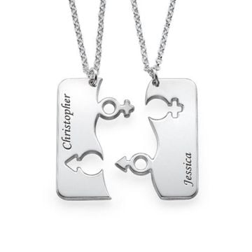 Personalisierte Sterling Silber 925 / Kupfer Paar-Bar-Halskette mit Gravur mit Namen, Initialen und Buchstaben