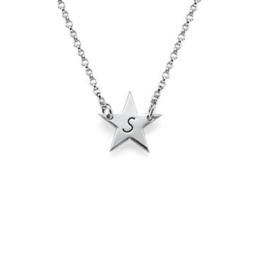 Regalos personalizados para niños - Cobre / Plata de Ley 925 Collar con Inicial de Estrella Grabada personalizado con nombre, letra y iniciales