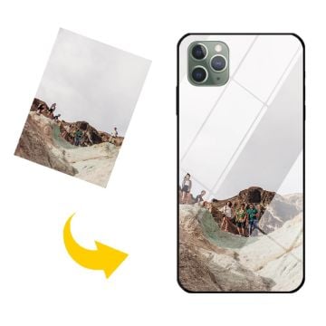 Custom iPhone 11 Pro Max Tempered Glass Phone Case with Your Photos, Texts, Design, etc.