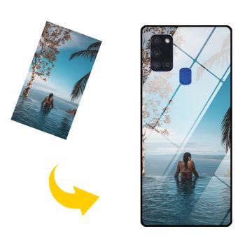 Funda de cristal móvil para Samsung Galaxy A21s personalizada con fotos