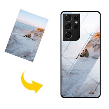 Samsung Galaxy S21 Ultra 5G telefoonhoesje van gehard glas zelf ontwerpen met eigen foto