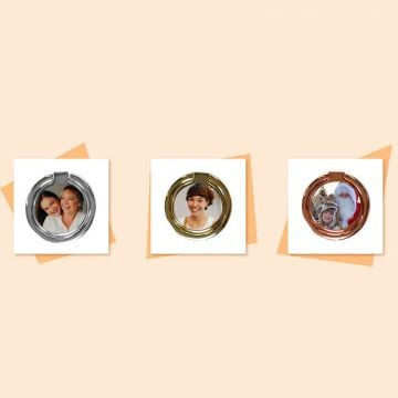 Titular de anillo de teléfono de metal brillante con foto personalizada