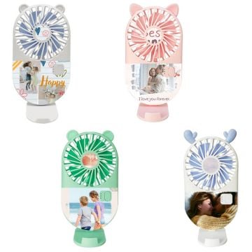 Ventilador de bolsillo portátil recargable con soporte con foto personalizada