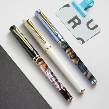 Bolígrafos de gel con textura de metal, con foto personalizada