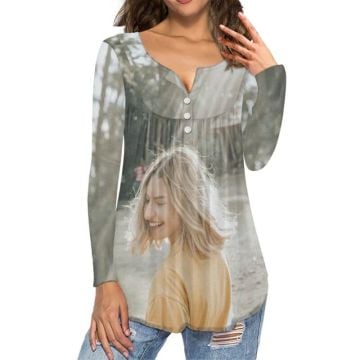 Camiseta de manga larga para mujer con foto personalizada
