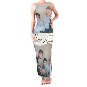 Vestido de cuello redondo con doble abertura con foto personalizada