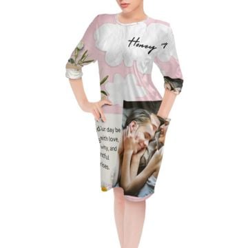 Vestido de dormir con bolsillo para dama personalizado con foto y letra
