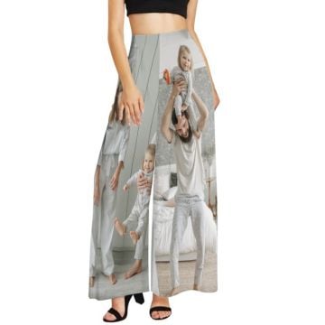 Pantalones anchos de mujer personalizados con foto y letra