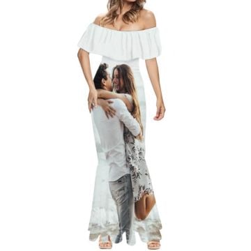 Vestido de sirena de un hombro con foto personalizada