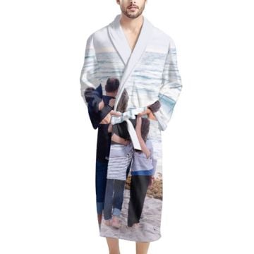 Gepersonaliseerde mannen badjas zelf ontwerpen met eigen foto