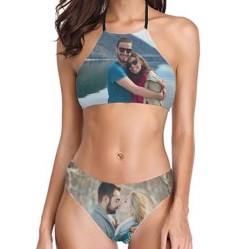Bikini con tiras personalizado con foto y letra