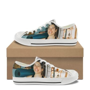 Zapatos de lona bajos para mujer personalizados con foto y letra