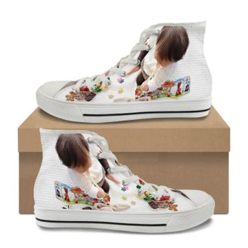 Chaussures montantes en toile pour femmes personnalisées avec photo et texte