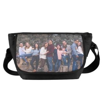 Bolsa de mensajero personalizada con foto y letra