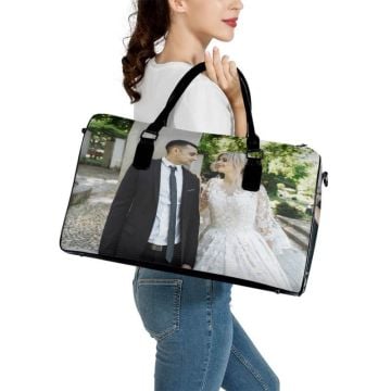 Bolsa de viaje de cuero con foto personalizada