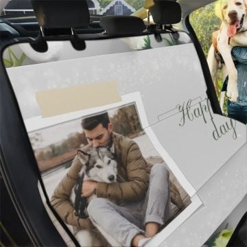 Cubierta de asiento de coche para mascotas personalizada con foto y letra