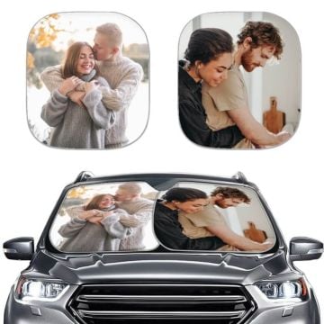 2 uds parasoles de coche para parabrisas personalizados con foto y letra