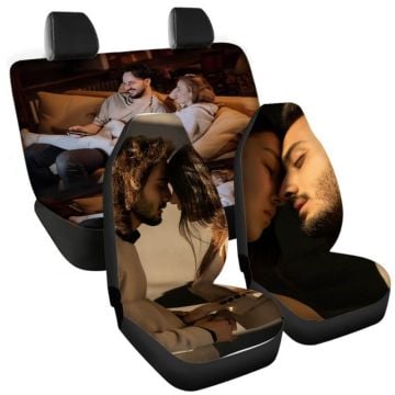 Juego de fundas para asientos de coche personalizado con foto y letra