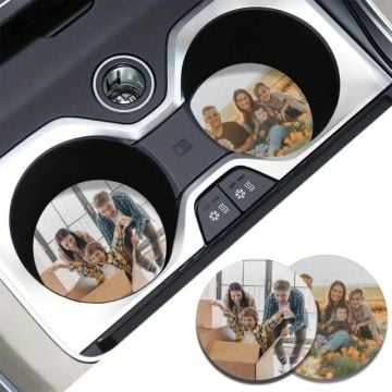 2 posavasos de agua para coche, personalizado con foto y letra