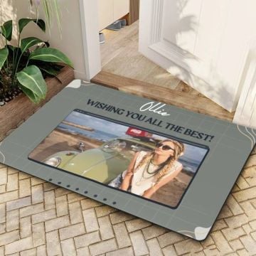 Felpudo fino de 40 × 60 cm (15,7'' × 23,6'') personalizado con foto y letra