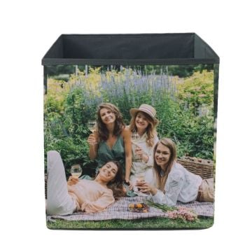 Caja de almacenamiento cuadrada personalizada con foto y letra