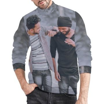 Camisa de punto con cuello alto para hombre personalizada con foto y letra