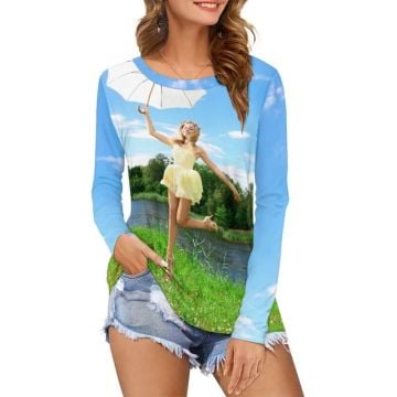 T-shirt à manches longues pour femmes personnalisé avec photo