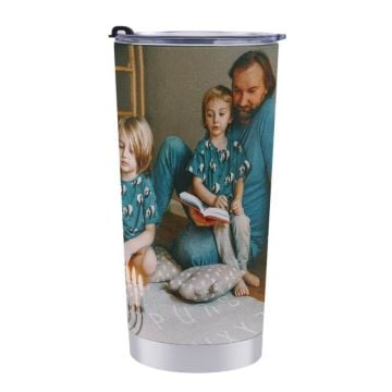 Vaso de café de viaje de 21 onzas personalizado con foto y letra