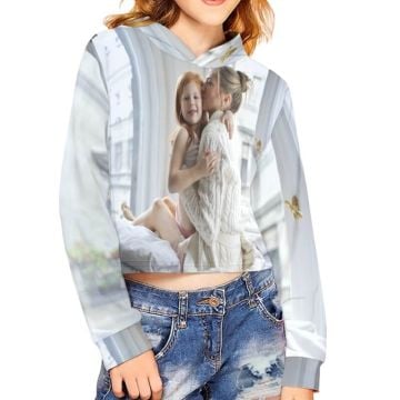 Design ditt eget Jenter Crop Tops hettegenser med bilde