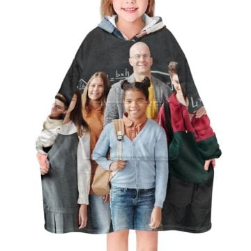Custom Kids Wearable Blanket Hoodie With Pictures, Name, Design, etc.
