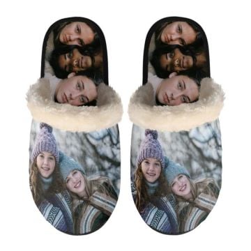 Pantuflas peludas para hombre con foto personalizada