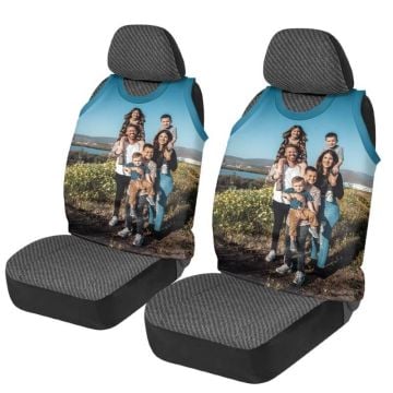 Juego de fundas para asientos delanteros automotrices con forma de chaleco con foto personalizada