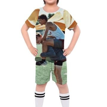 Traje de camiseta de fútbol para niños personalizado con foto y letra