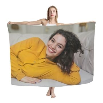 Serviette de plage 143 x 202 cm (56,3" x 79,5") personnalisée avec photo et texte