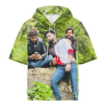 Sudadera con capucha de manga corta para hombre personalizada con foto y letra