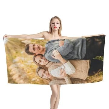 Serviette de bain en polyester personnalisée avec photo