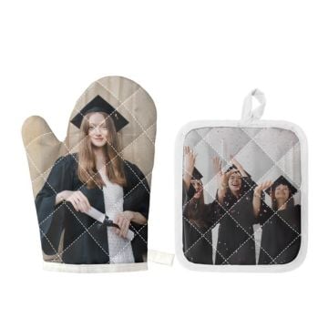 Set aus Ofenhandschuh und Topflappen mit weißem Rand mit eigenem Foto selbst online gestalten