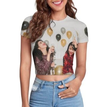 Camiseta corta entallada para mujer con foto personalizada