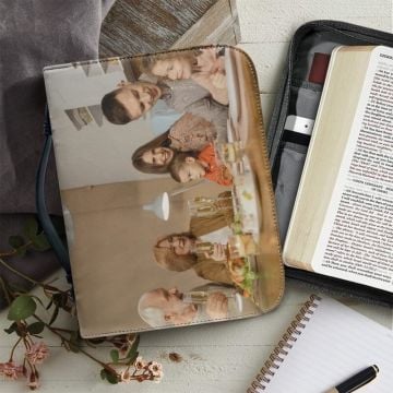 Bolso con cubierta de la Biblia de cuero PU personalizado con foto y letra