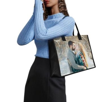 Gepersonaliseerde canvas draagtas met handvat zelf ontwerpen met eigen foto