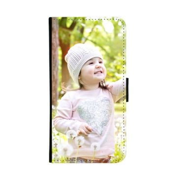 Muokattu iPhone 6 Plus / 6S Plus -laukku, musta lompakko, jossa omat valokuvasi, tekstisi, mallisi jne.
