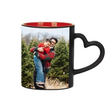 Gepersonaliseerde magische mok rood van binnen 11 oz met hartvormig handvat maken met eigen foto