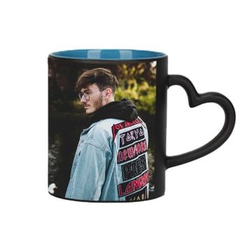 gepersonaliseerde magische mok blauw van binnen 11 Oz met hartvormig handvat zelf ontwerpen met eigen foto