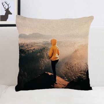Funda de cojín/cojines de lino de 43 x 43 cm (16,9" x 16,9") con foto personalizada