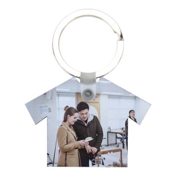 Personalisierter stoffförmiger MDF-Schlüsselanhänger mit Foto und Design selbst gestalten