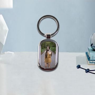 Portachiavi con foto in metallo personalizzato con foto e lettere