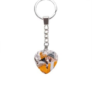 Llavero de cristal con dije de corazón con foto personalizado
